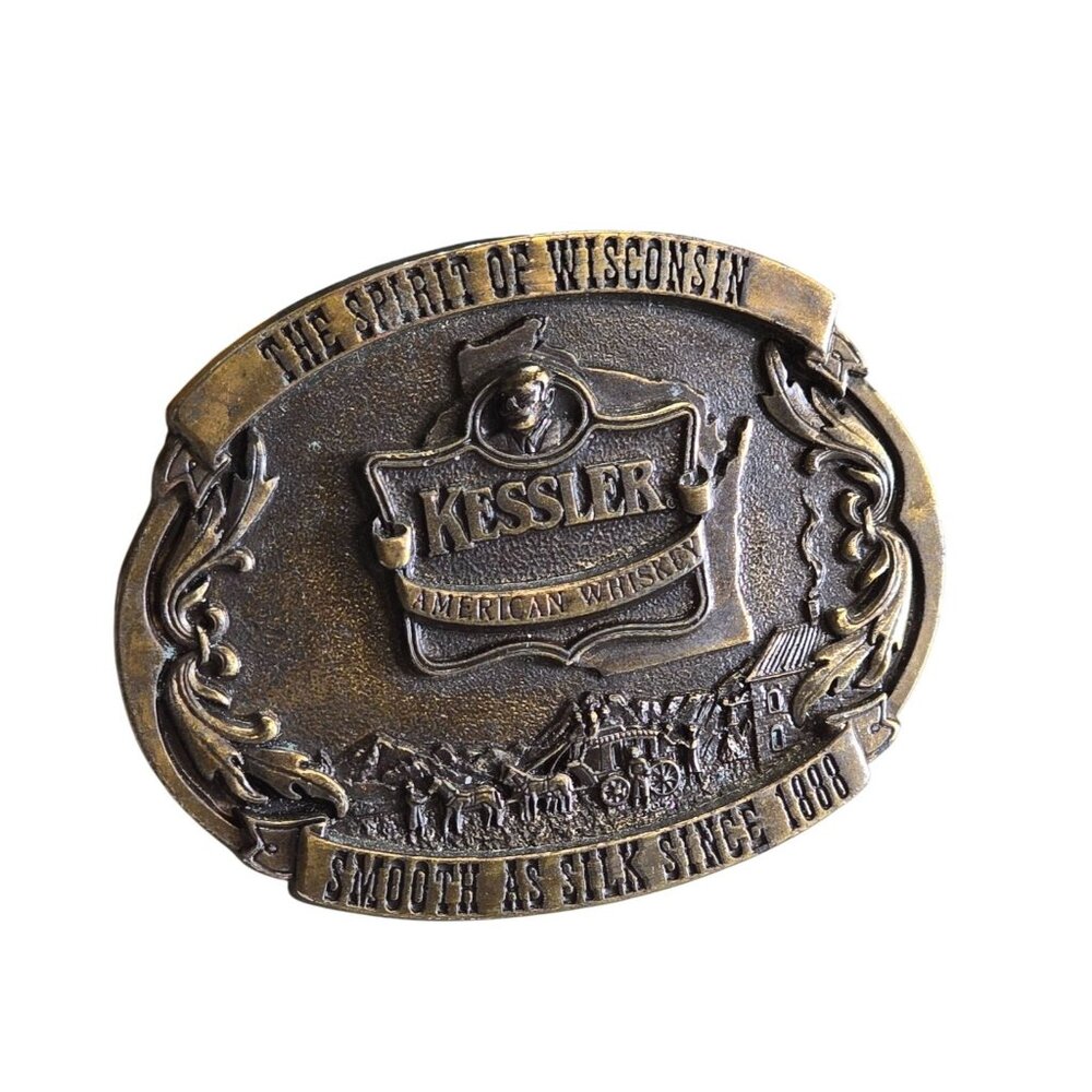 Kessler Whiskey Brass Belt Buckle LE 1993 Spirit Of Wisconsin .